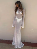 Hollow Out Long Sleeve Bikini Cover Up image 5