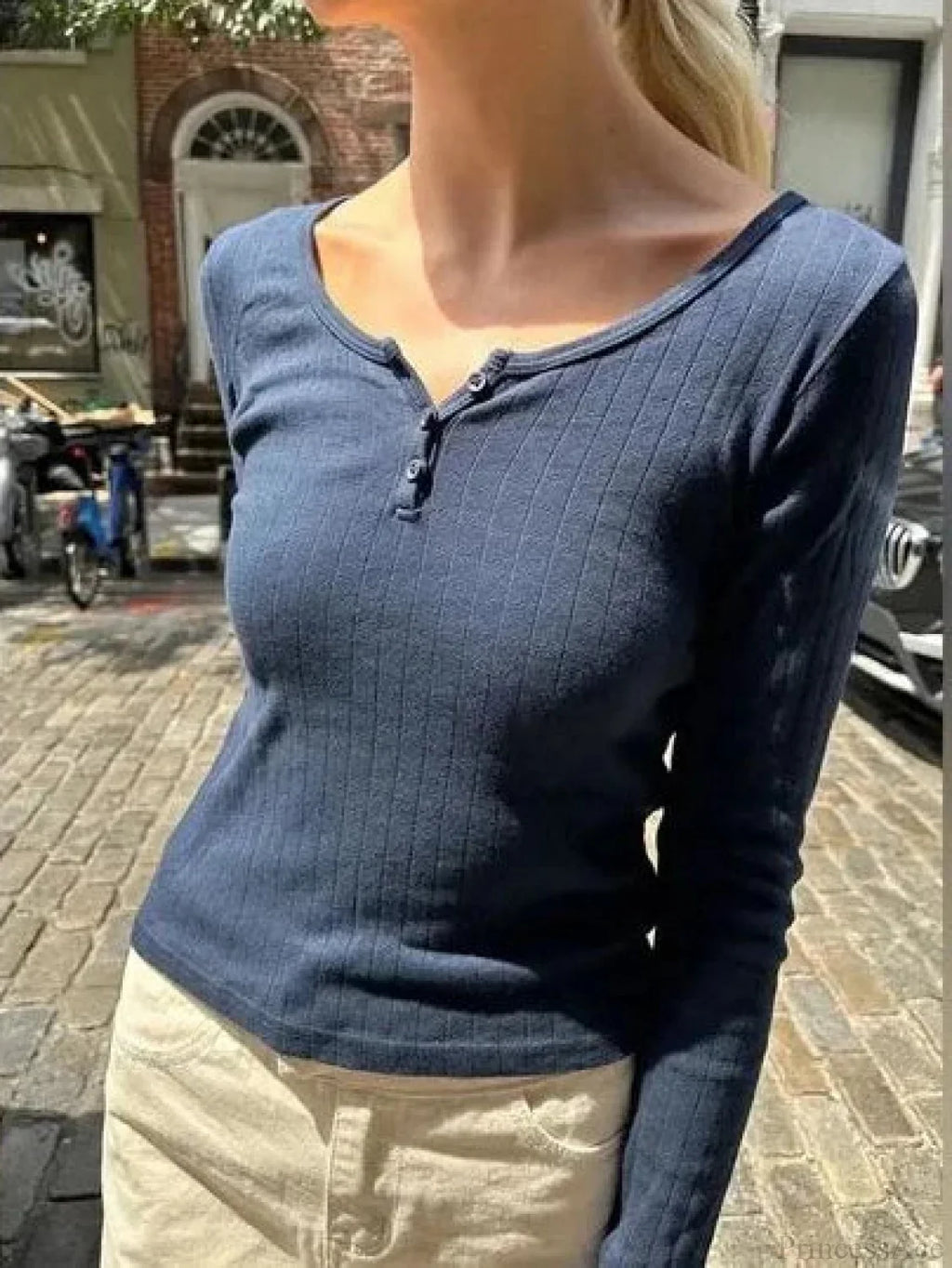 Hollow Out Pink Long Sleeve Sexy Slim Top Knit Top image 5