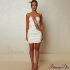 Hollow Out PU Leather Strapless Sleeveless Bodycon Party Short Mini Dress image 9