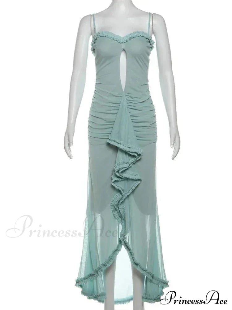Hollow Out Ruffles Charming Strap Midi Dress image 9