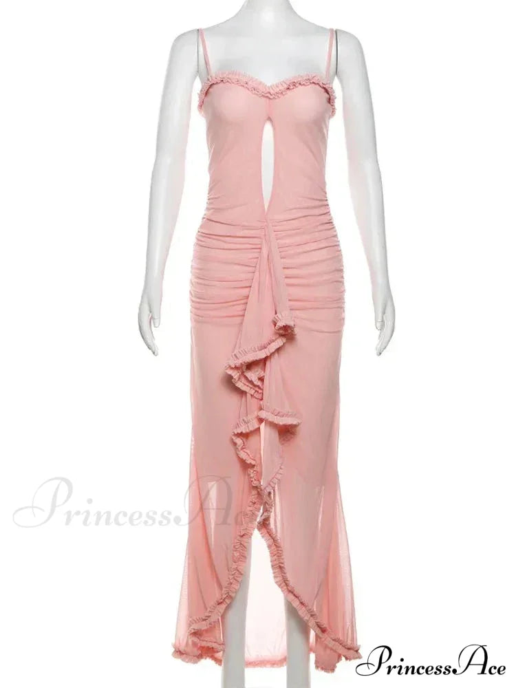 Hollow Out Ruffles Charming Strap Midi Dress image 7