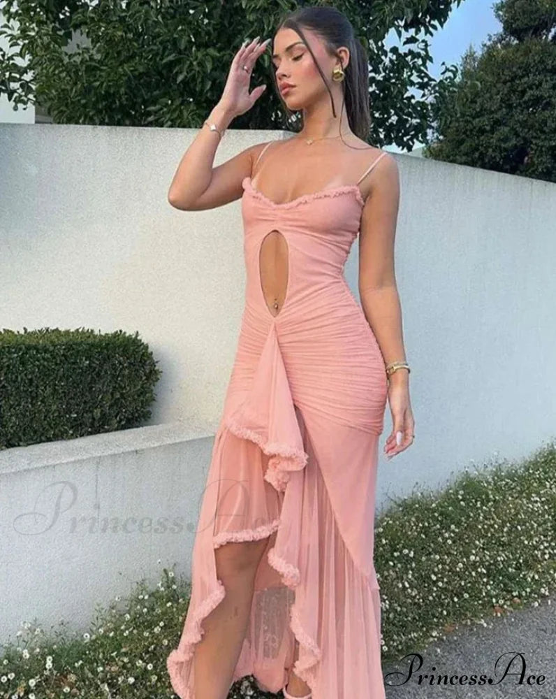 Hollow Out Ruffles Charming Strap Midi Dress image 16