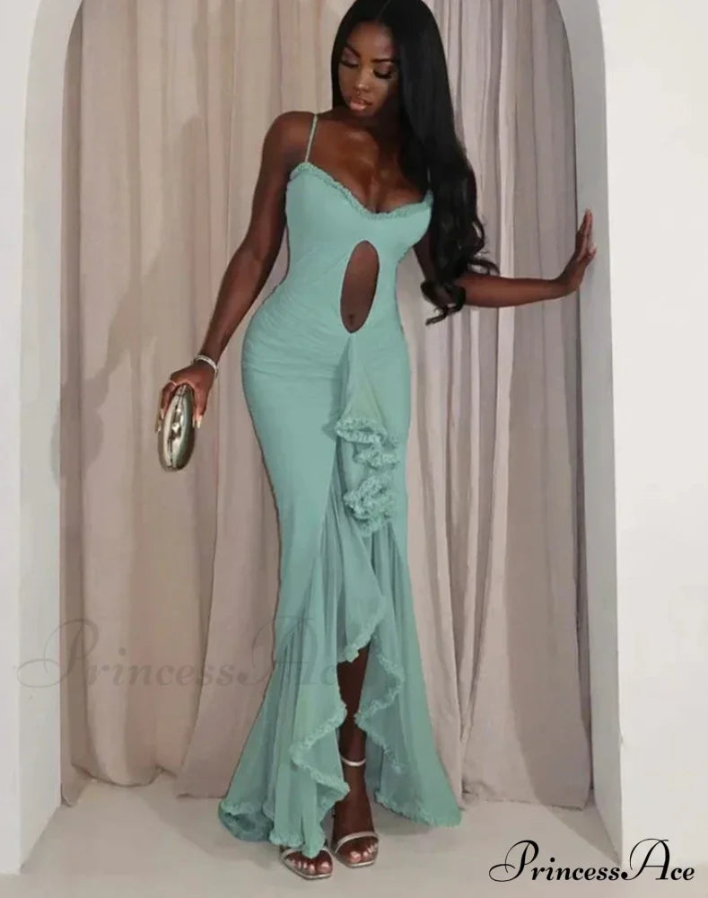 Hollow Out Ruffles Charming Strap Midi Dress image 4