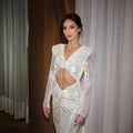 Hollow Out Sequin Deep V Maxi Prom Dress image 1