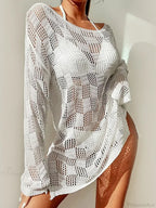 Hollow Out Slit Cut Long Sleeve Bikini Cover Up image 1
