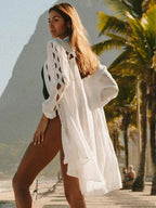 Hollow Out Turn-Down Collar Cover Up image 2