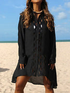 Hollow Out Turn-Down Collar Cover Up image 3