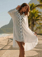Hollow Out Turn-Down Collar Cover Up image 6