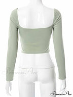Hollow-Out V-neck Slim Ribbed Backless Tee Crop Top image 6