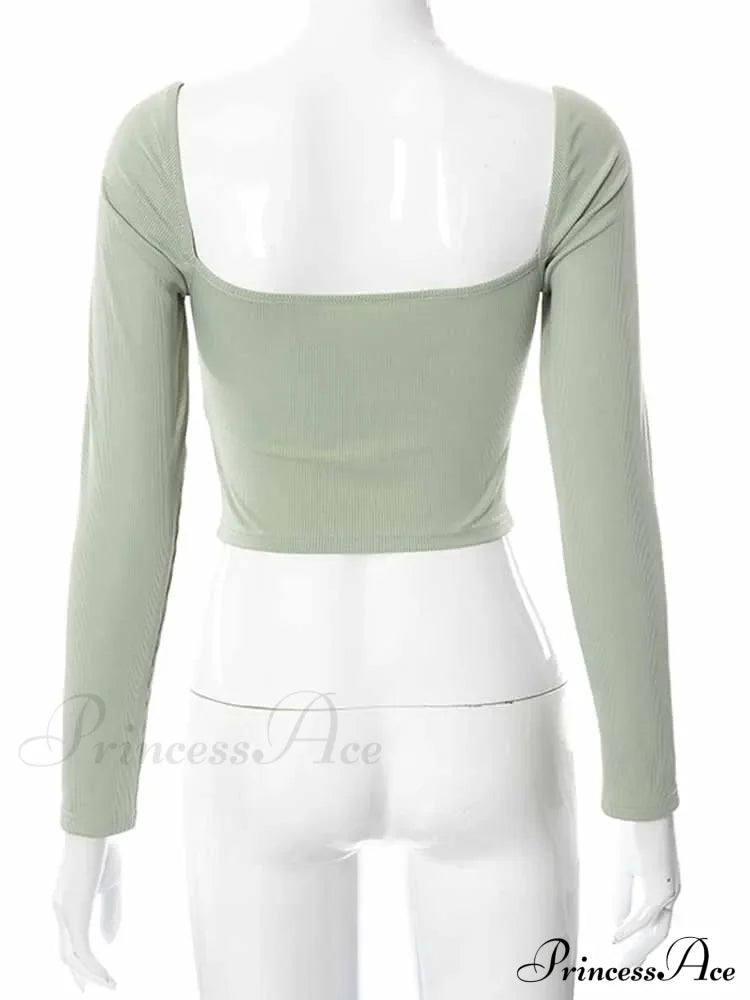 Hollow-Out V-neck Slim Ribbed Backless Tee Crop Top image 6