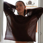 Hollow See-through O-neck Long Sleeve Sweater image 1