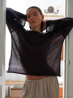 Hollow See-through O-neck Long Sleeve Sweater image 12