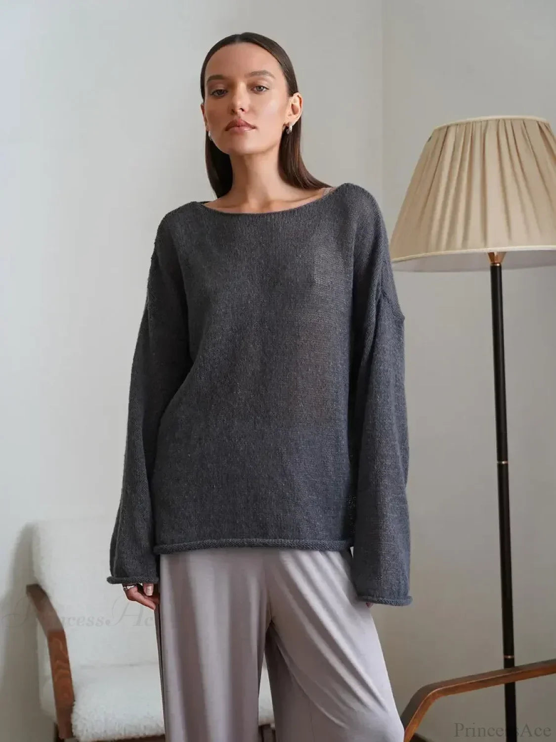 Hollow See-through O-neck Long Sleeve Sweater image 19
