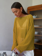 Hollow See-through O-neck Long Sleeve Sweater image 11