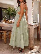 Hollow Sleeveless Pleated Charming Patchwork Full Hem Dress image 3