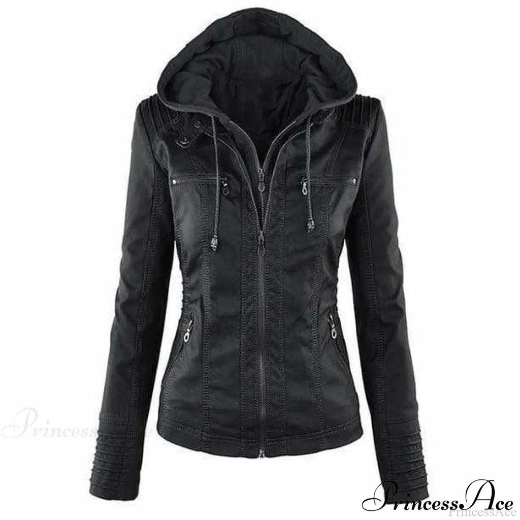 Hooded Leather Jacket image 2
