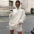 Hooded Sweatshirt Biker Short Modern Matching Set - Army Green image 1