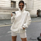 Hooded Sweatshirt Biker Short Modern Matching Set - Army Green image 1