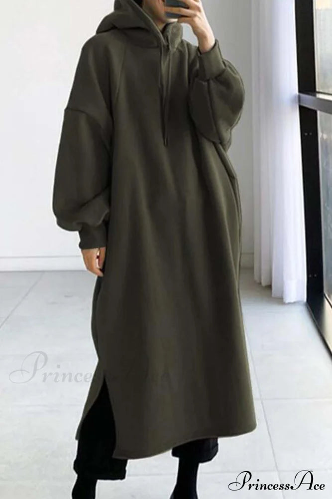 Hooded Sweatshirt Dress with Drop Shoulder image 5