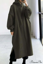 Hooded Sweatshirt Dress with Drop Shoulder image 5