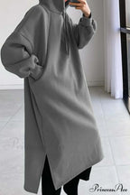Hooded Sweatshirt Dress with Drop Shoulder image 4