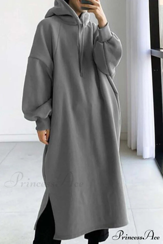 Hooded Sweatshirt Dress with Drop Shoulder image 3
