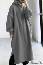 Hooded Sweatshirt Dress with Drop Shoulder image 3