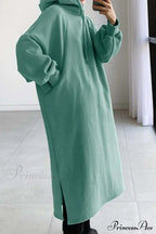 Hooded Sweatshirt Dress with Drop Shoulder image 2