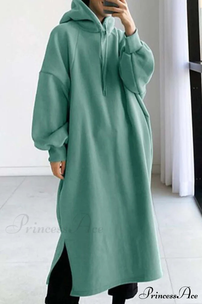 Hooded Sweatshirt Dress with Drop Shoulder image 1