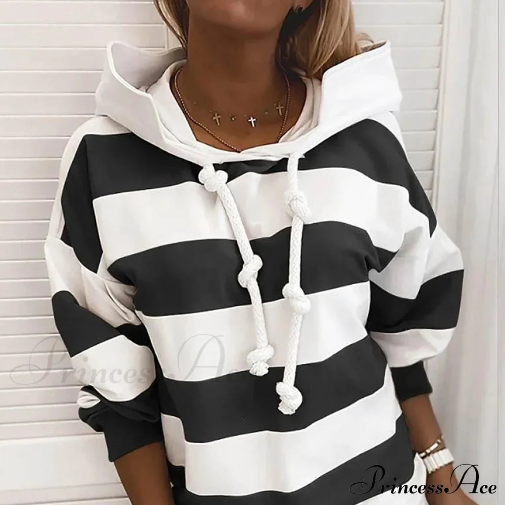 Hoodie Striped Women's Casual Pullover Sweatshirt image 4