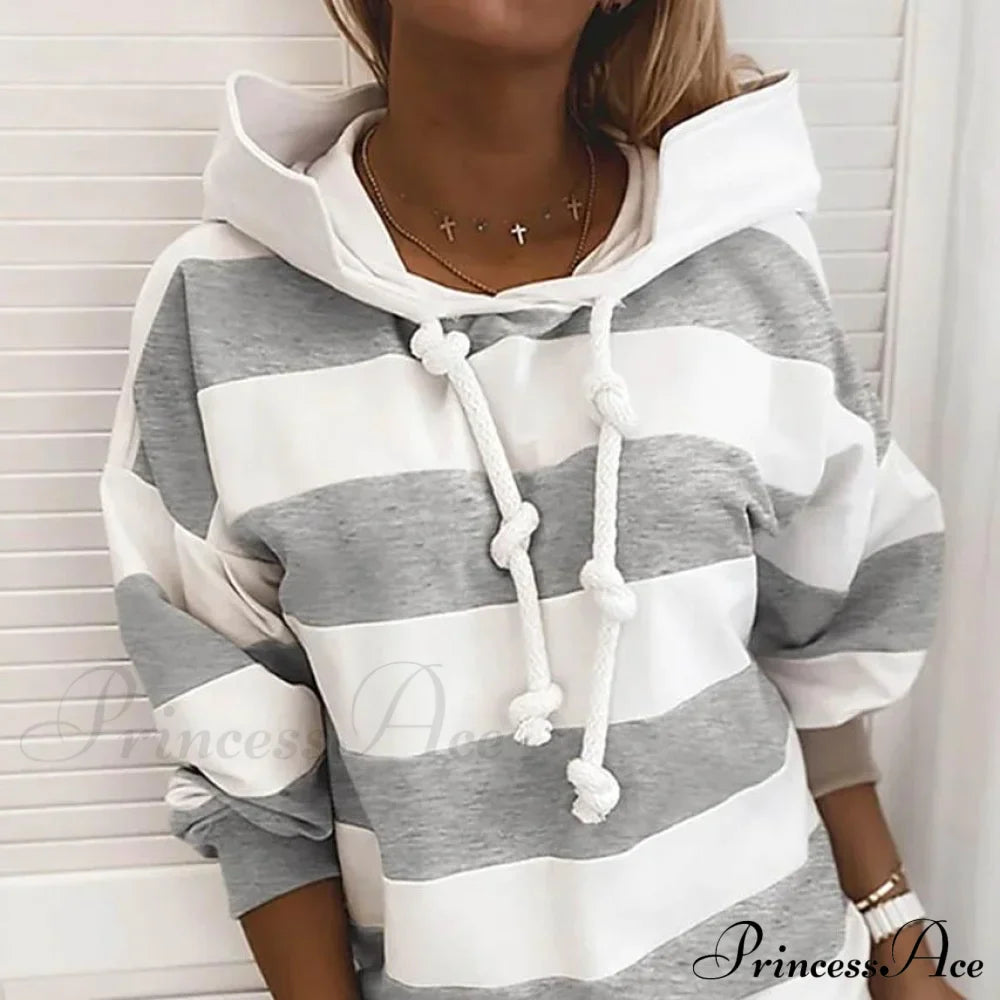 Hoodie Striped Women's Casual Pullover Sweatshirt image 3