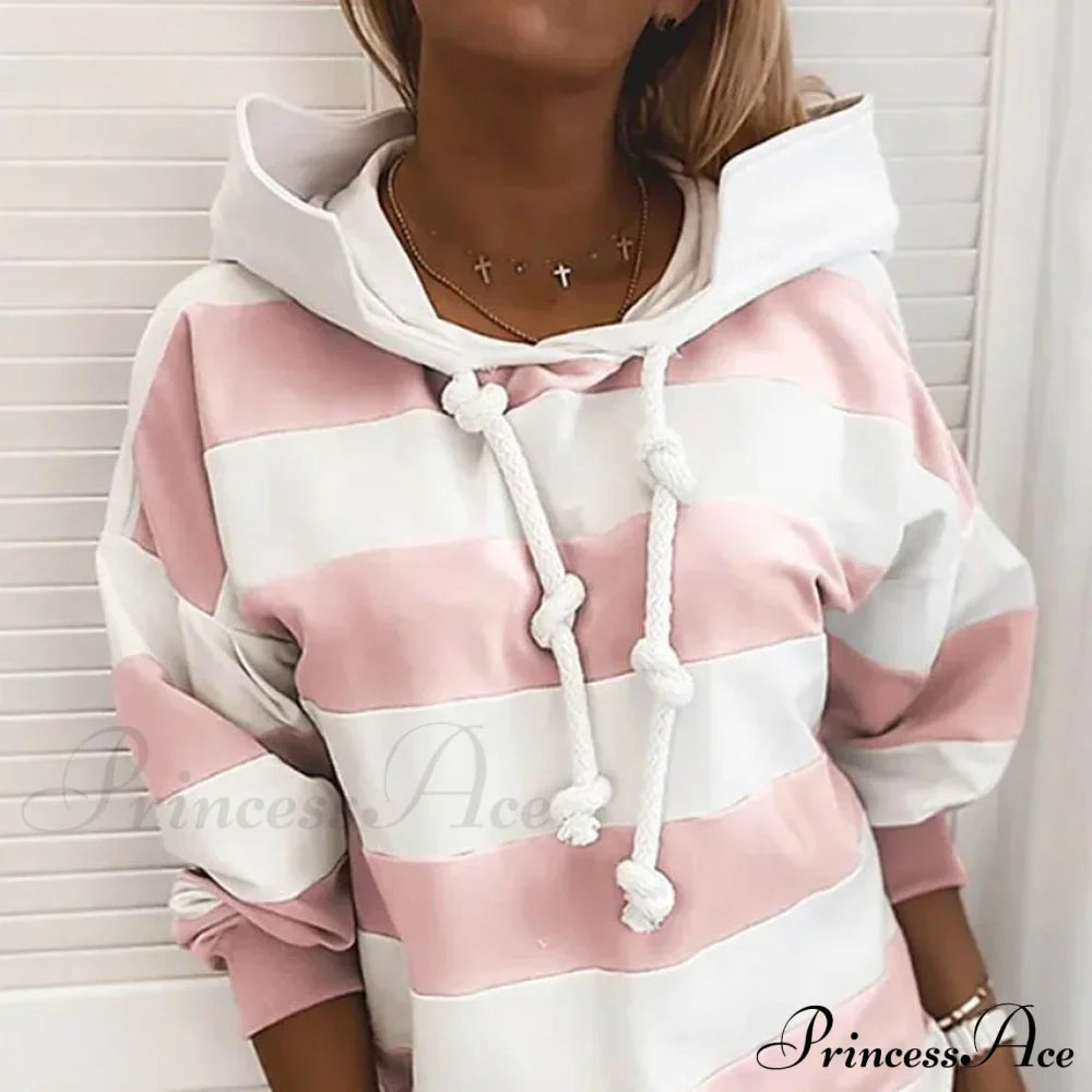 Hoodie Striped Women's Casual Pullover Sweatshirt image 2
