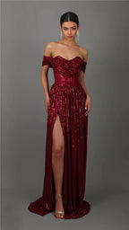 Off-Shoulder Ruched Sequin Party Dress image 6