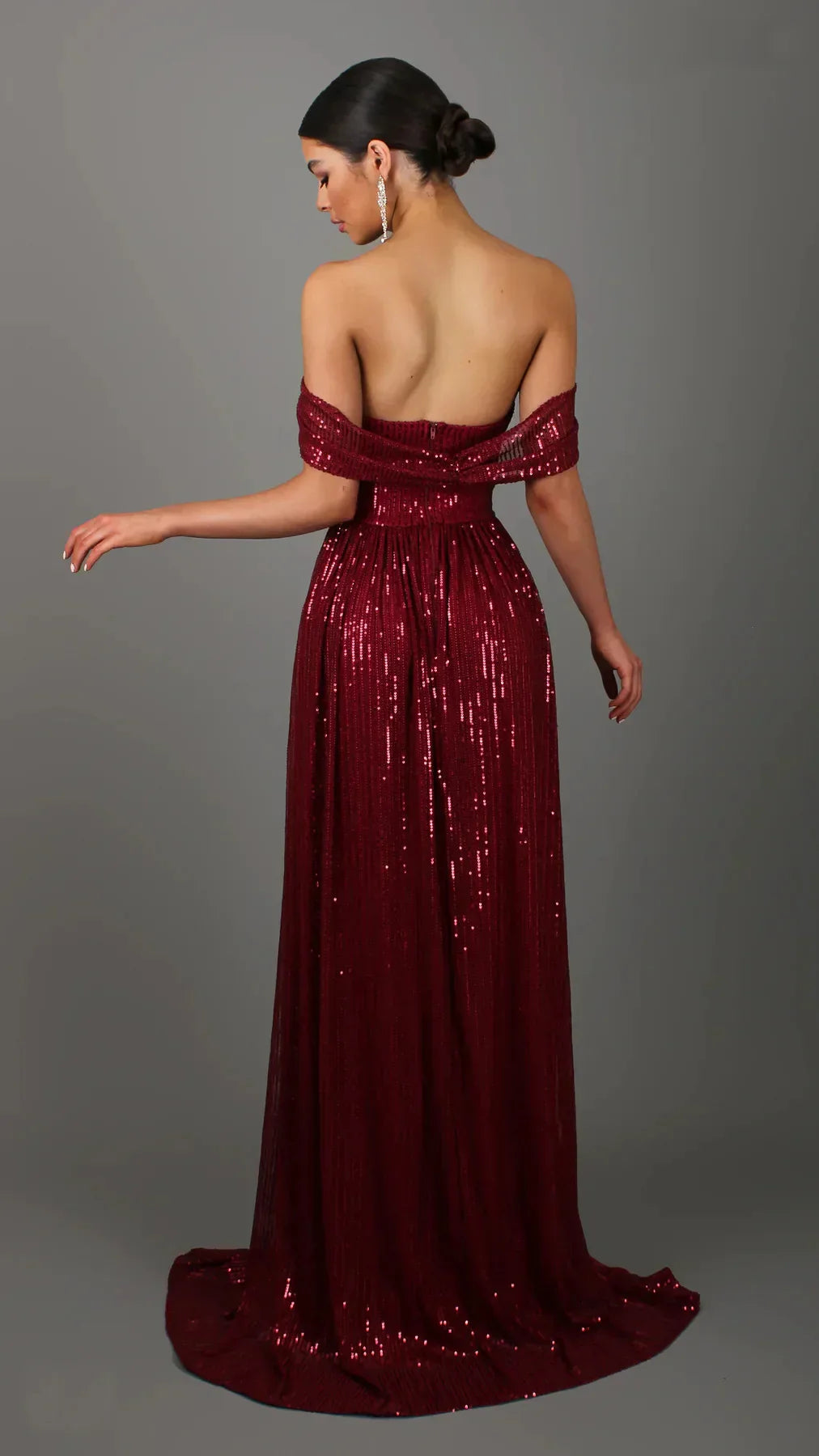 Off-Shoulder Ruched Sequin Party Dress image 4
