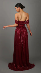 Off-Shoulder Ruched Sequin Party Dress image 4