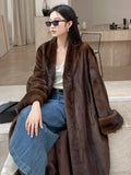 Imitation Mink Lapel Full Sleeve Overcoat image 4