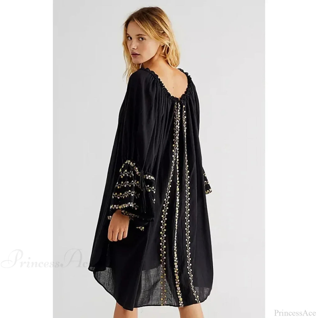 Irregular Backless Embroidery Beach Boho Dress image 3