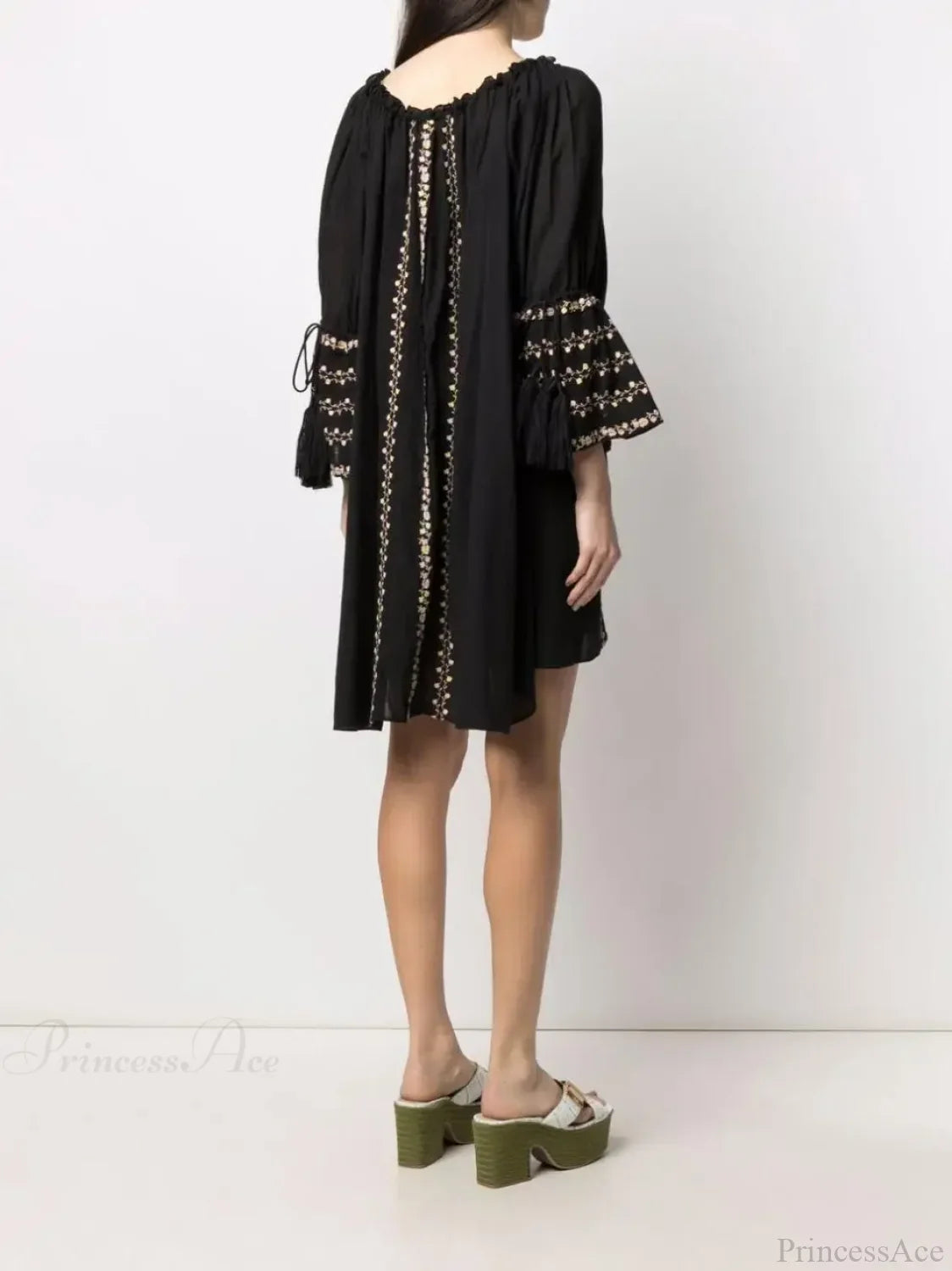 Irregular Backless Embroidery Beach Boho Dress image 5