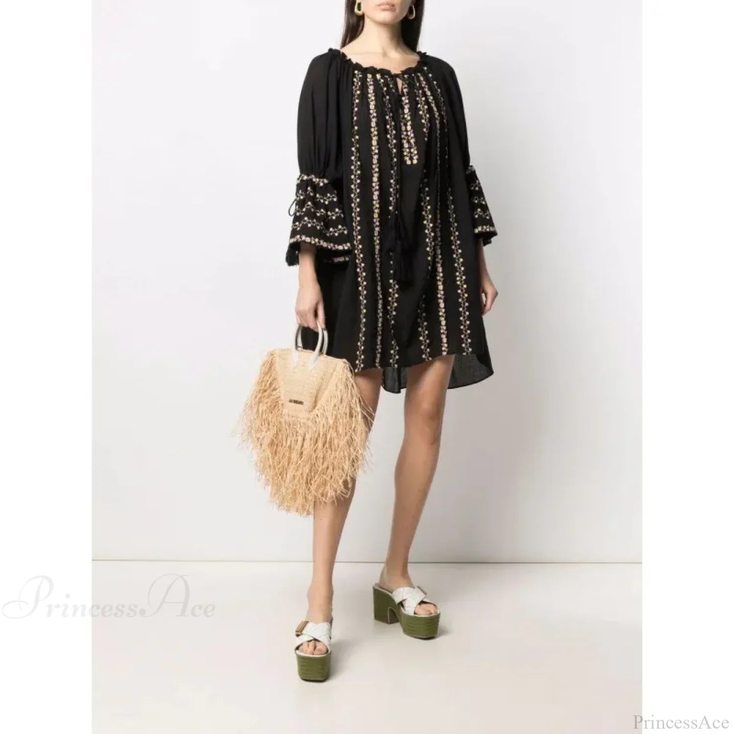Irregular Backless Embroidery Beach Boho Dress image 4