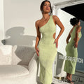 Irregular Cut Out Club Party Sleeveless One Shoulder Textured Midi Dress image 6