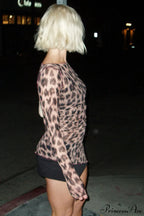 Irregular Hem Leopard Print Ruffled Blouse image 3