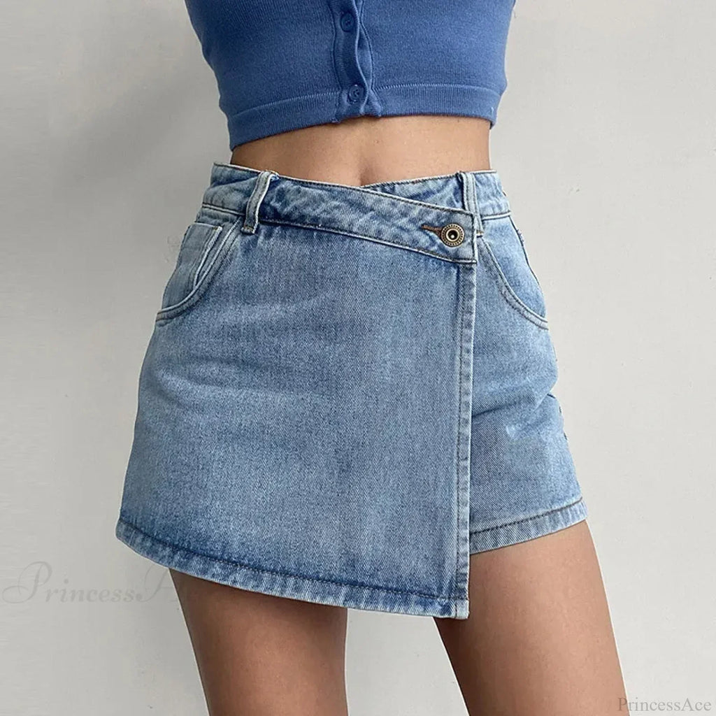 Irregular High Waist Denim Skirt image 1