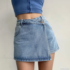 Irregular High Waist Denim Skirt image 3