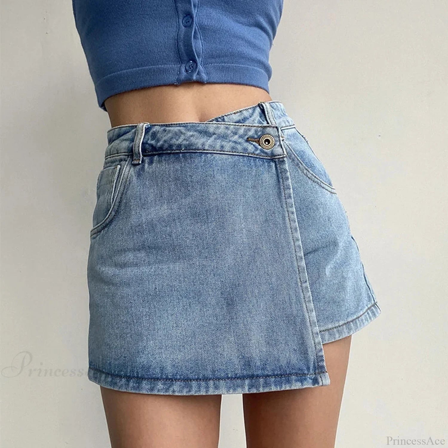 Irregular High Waist Denim Skirt image 3