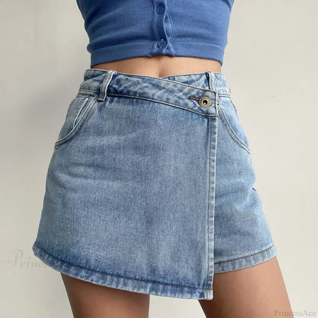 Irregular High Waist Denim Skirt image 8