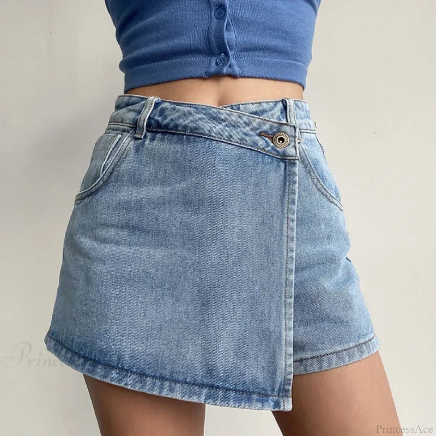 Irregular High Waist Denim Skirt image 8
