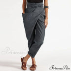 Irregular Lacing Cropped Casual Solid Color Trousers image 6