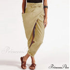 Irregular Lacing Cropped Casual Solid Color Trousers image 5