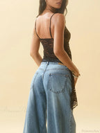 Irregular Ruffle Hem V-neck Floral Sheer Tank Top image 2