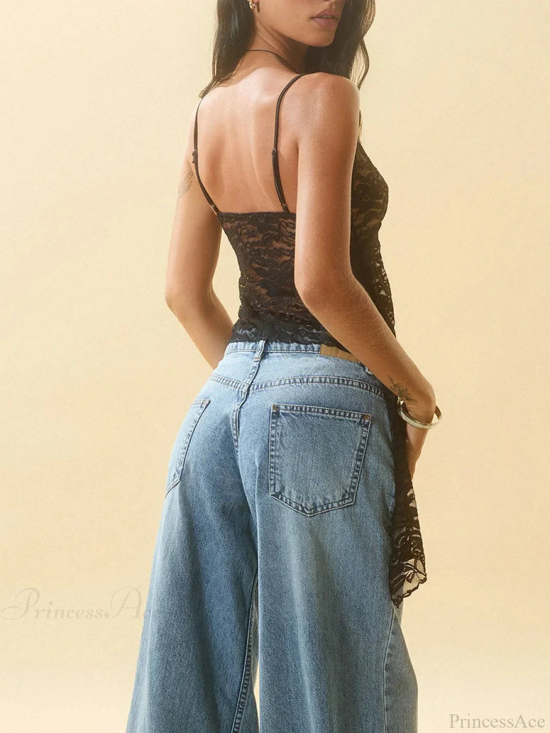 Irregular Ruffle Hem V-neck Floral Sheer Tank Top image 2